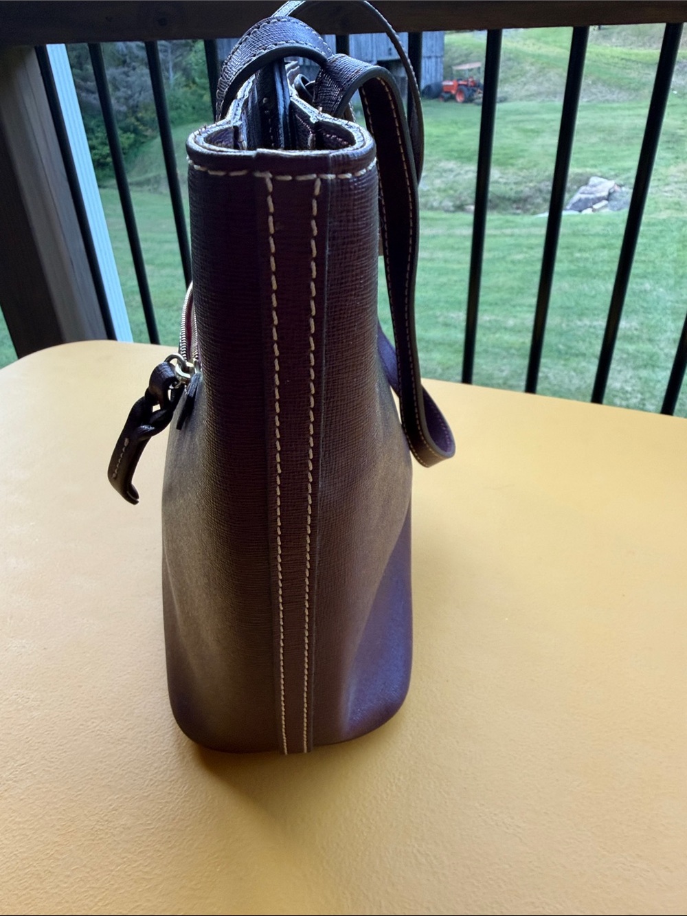Dooney & Bourke Plum Leather Tote in Deep Purple Burgundy in color - Picture 4 of 5
